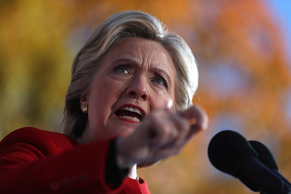 PITTSBURGH, PA - NOVEMBER 07: Democratic presidential nominee former Secretary of State Hillary Clinton speaks during a campaign rally on November 7, 2016 in Pittsburgh, Pennsylvania. With one day to go until election day, Hillary Clinton is campaigning in Pennsylvania, Michigan and North Carolina. (Photo by Justin Sullivan/Getty Images)